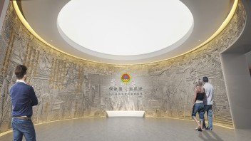保定清苑人防教育展馆设计，沉浸式弧幕与光电沙盘成亮点