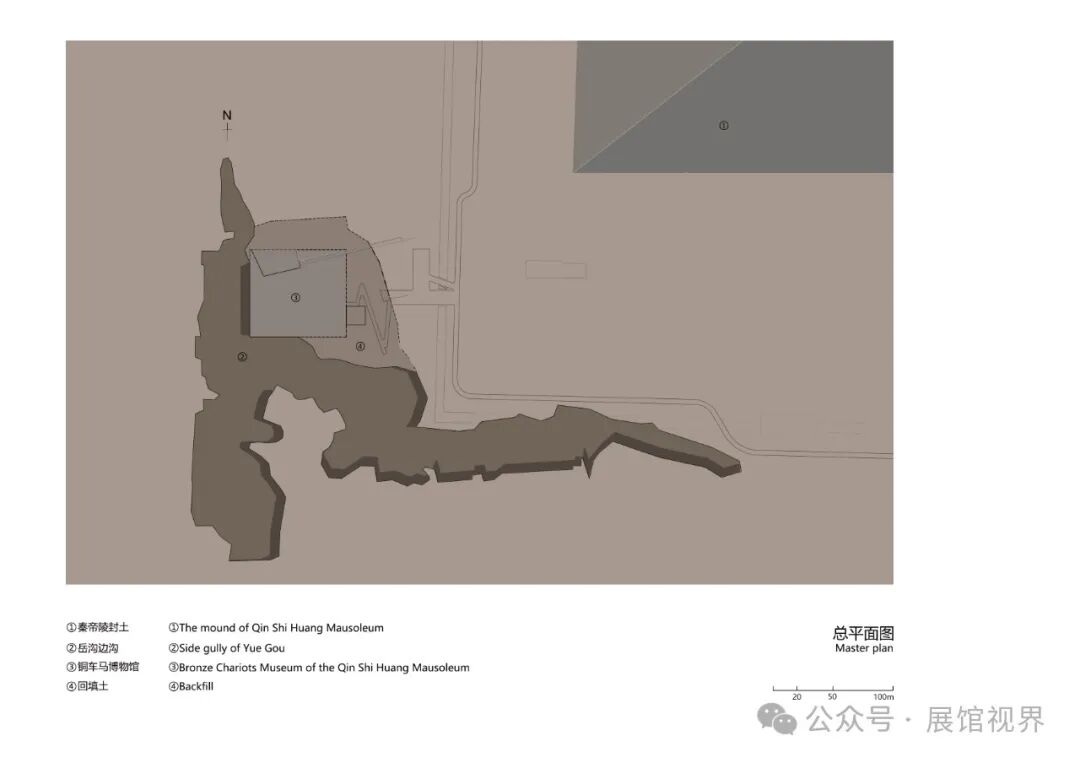 暮色中的帝陵封土与博物馆