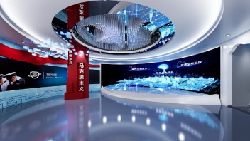 警史馆设计效果图：传承与创新融合，蓝色主调+声光影科技感十足