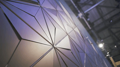 Kinetic Wall动力墙：139个花瓣互动波浪墙+红外感应